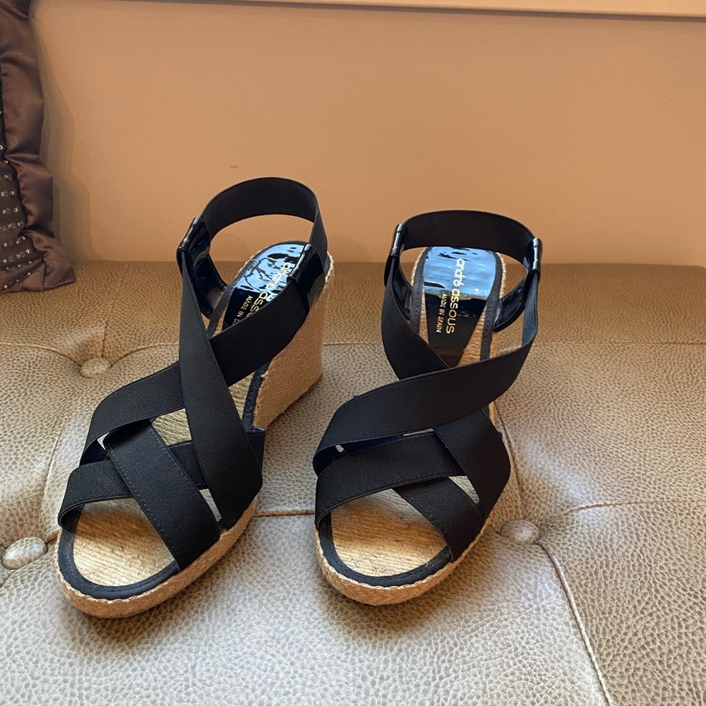 Black wedge sandals